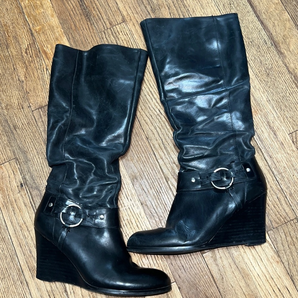 Guess Black Leather Boots 7 1/2 M